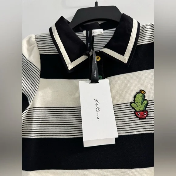Girls NWT Casual Polo Style Striped Collared Dress with Cactus Patch Size 8-10 - Picture 9 of 16